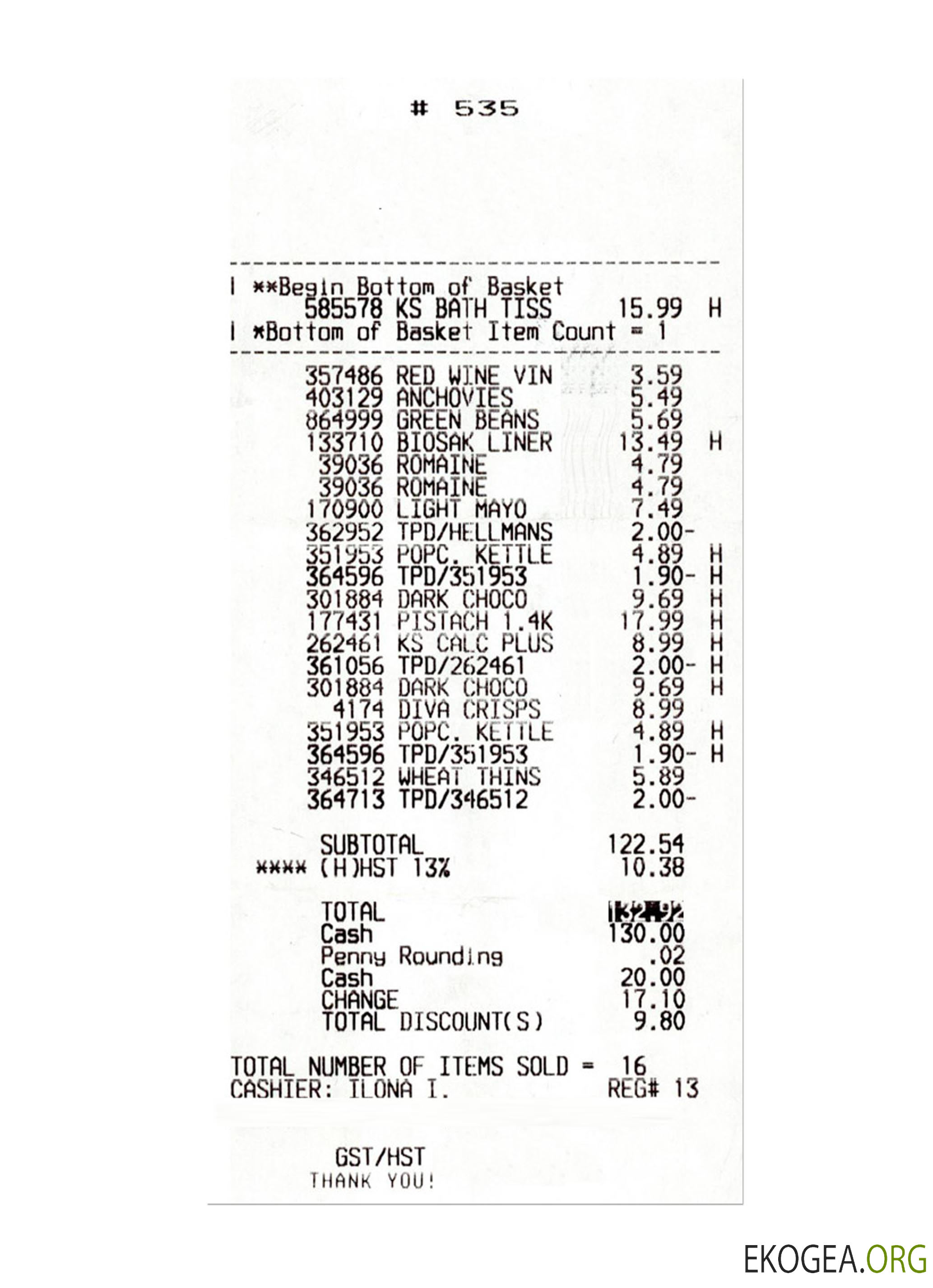 Modèle de reçu FOOD COURT